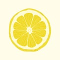 Vector isolated lemon slice on yellow background