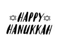 Vector isolated lettering for Happy Hanukkah for decoration and covering. Lettering card template. Calligraphy banner