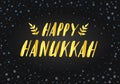 Vector isolated lettering for Happy Hanukkah for decoration and covering. Lettering card template. Calligraphy banner