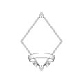 Vector isolated linear empty frame with a ribbon and copy space. Outline retro diamond-shape decoration with tape