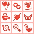 Isolated love icons set