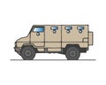 Vector isolated military heavy truck on white background Royalty Free Stock Photo