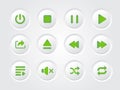 Vector isolated music player green gradient interface design icon collection