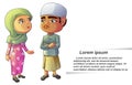 Vector isolated 2 Muslim cartoon characters.