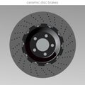 vector isolated object with no background. ceramic disc brakes with red caliper