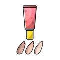 Vector isolated object on white background in linear style. Logo, accessory icon for a beautiful face makeup. Foundation in a tube Royalty Free Stock Photo