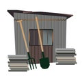 Vector isolated old garden shed