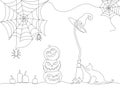 Vector isolated one line doodle graphic illustration for Halloween Royalty Free Stock Photo