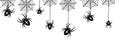 Vector isolated pattern with hanging spiders for decoration and covering on the transparent background. Royalty Free Stock Photo