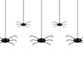 Vector isolated pattern with hanging spiders for decoration and covering on white background. Creepy background for Halloween Royalty Free Stock Photo