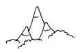 Vector isolated polygonal mountain top with ice at the top drawn by hand with a black line on a white background Royalty Free Stock Photo