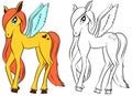 Vector isolated pony. Coloring of pony. Colored cartoon horse.