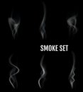 Vector realistic cigarette smoke waves. Royalty Free Stock Photo