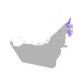 Vector isolated simplified colorful illustration with grey silhouette of United Arab Emirates UAE, Ras Al Khaimah