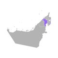 Vector isolated simplified colorful illustration with grey silhouette of United Arab Emirates UAE, Sharjah region