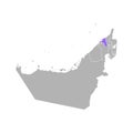 Vector isolated simplified colorful illustration with grey silhouette of United Arab Emirates UAE, Umm Al Quwain region