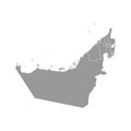 Vector isolated simplified illustration with grey silhouette mainland of United Arab Emirates UAE and emirates borders