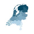 Vector isolated simplified illustration icon with blue silhouettes of Netherlands Holland provinces.