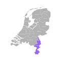 Vector isolated simplified illustration icon with grey silhouette of Netherlands` Holland provinces. Limburg.