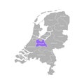 Vector isolated simplified illustration icon with grey silhouette of Netherlands` Holland provinces. Utrecht.