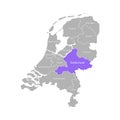 Grey silhouette of Netherlands Holland provinces. Selected administrative division - Gelderland