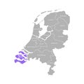 Vector isolated simplified illustration icon with grey silhouette of Netherlands Holland provinces. Zeeland