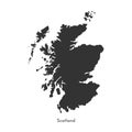Vector isolated simplified illustration map. Grey silhouette of Scotland United Kingdom of Great Britain and Northern Ireland.