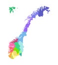 Vector isolated simplified illustration with silhouette of Norway, colorful contours