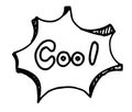 Vector isolated speech bubble element in the style of a comic book with volume and the word COOL. hand drawn doodle style bubble Royalty Free Stock Photo
