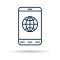 Linear icon - Smart phone with internet connection
