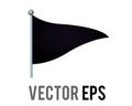 Vector isolated vector triangular black flag icon with silver pole