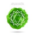 Vector isolated on white background illustration of one of the seven chakras - Anahata. Watercolor hand painted texture. Royalty Free Stock Photo