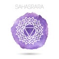 Vector isolated on white background illustration of one of the seven chakras - Sahasrara. Watercolor painted texture. Royalty Free Stock Photo