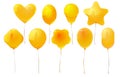 Vector isolated yellow cartoon party balloon set