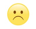 Vector isolated yellow sad and unhappy face icon