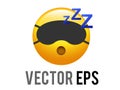 Vector isolated yellow sleepy face icon with slip sleeping mask, ZZZ symbols