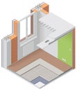 Vector isometric apartment cutaway icon