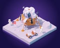 Vector isometric astronauts on Moon mission