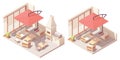 Vector isometric patio with barbecue grill