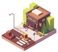 Vector isometric barber shop