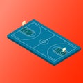 Vector Isometric Basketball blue Court