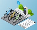 Vector isometric bicycle rent concept