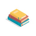 Vector isometric books on the white background with shadow. Stack of realistic studybooks for design, infographic, poster, banner Royalty Free Stock Photo