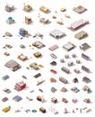 Vector isometric buildings set Royalty Free Stock Photo