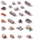 Vector isometric buildings set Royalty Free Stock Photo