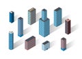 Vector isometric buildings set. Royalty Free Stock Photo