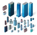 Vector isometric buildings set. Royalty Free Stock Photo