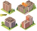 Vector isometric buildings and street elements