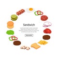 Vector isometric burger ingredients illustration color flat