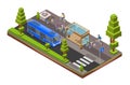 Vector isometric bus stop cross section Royalty Free Stock Photo